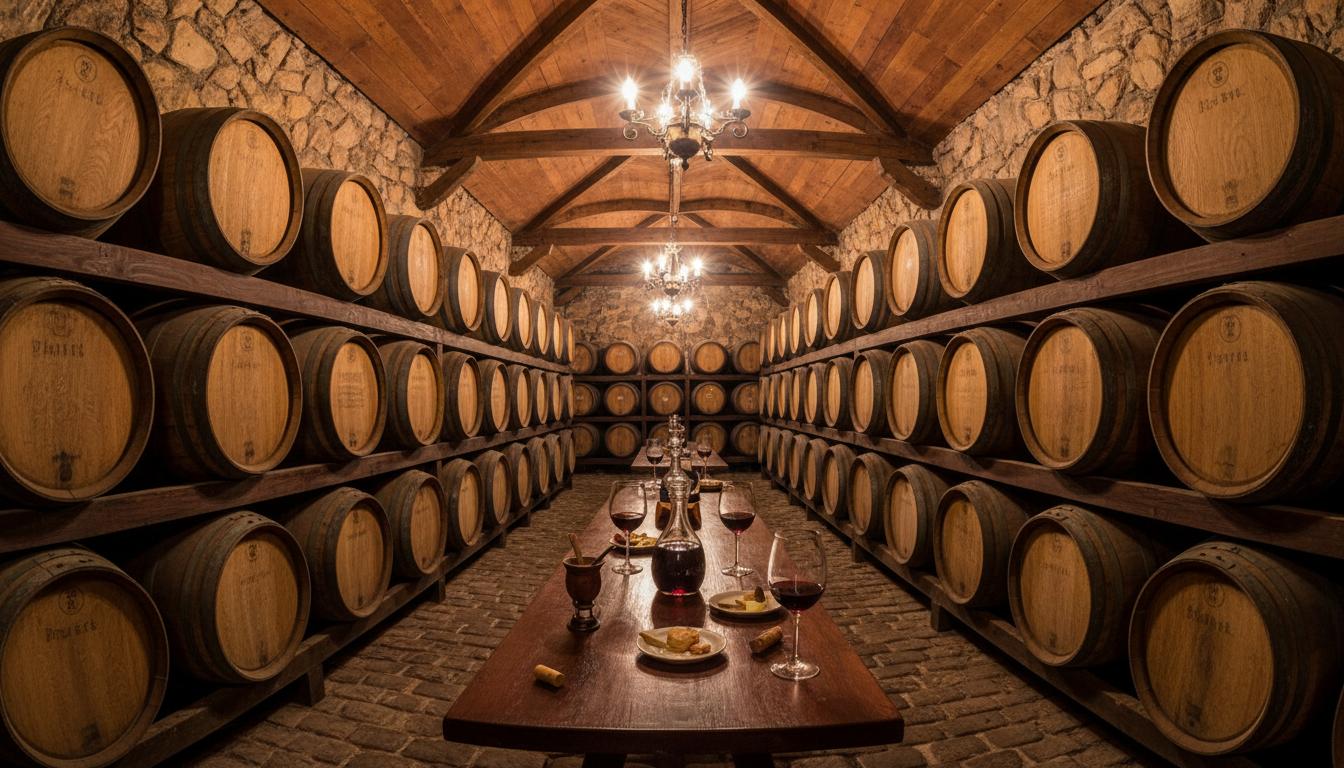 Bodega con barricas de roble